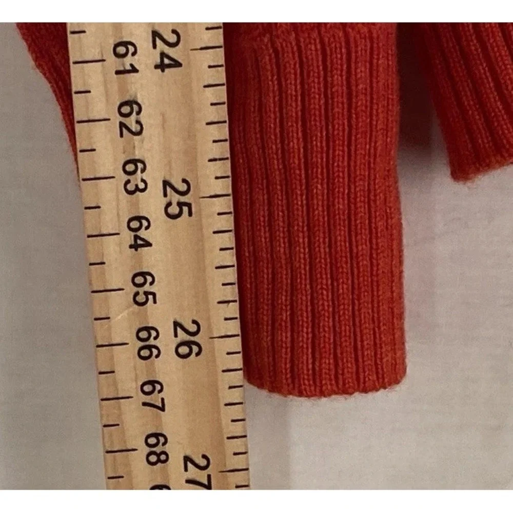Banana Republic Bright Orange Merino Wool V Neck Stripe Sweater Mens Size L‎